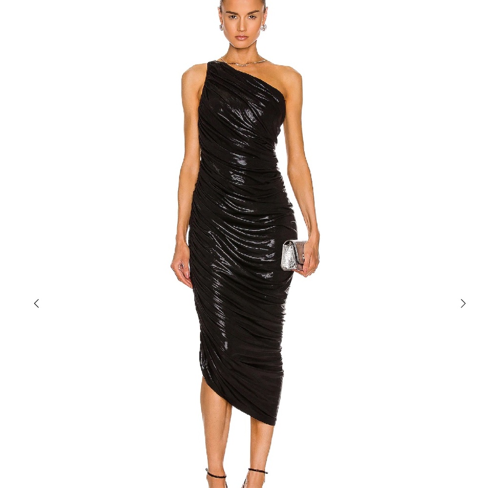 Norma Kamali Diana Metallic Ruched One-Shoulder Gown - Size M - New with Tags